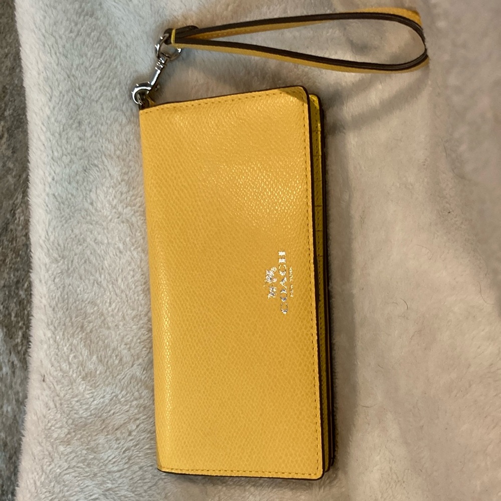 Coach yellow slim wallet